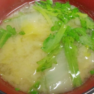 菊菜と白菜の甘めの味噌汁